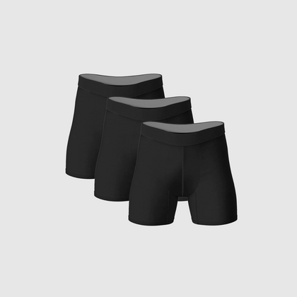 All Black Anti-Chafe Bamboo Boxer Briefs 3-Pack