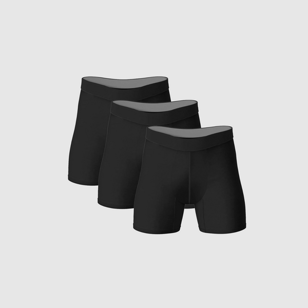 All Black Anti-Chafe Bamboo Boxer Briefs 3-Pack