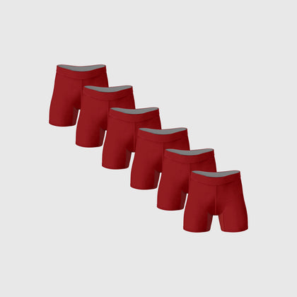 Burgundy Anti-Chafe Bamboo Boxer Briefs 6-Pack