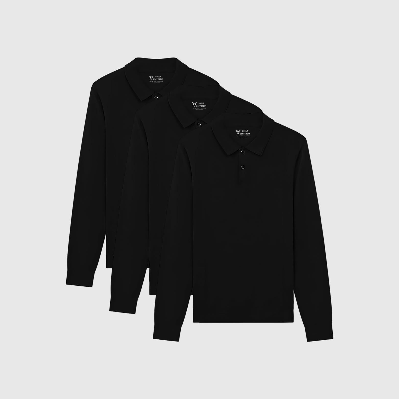 Load image into Gallery viewer, All Black Dress Polo Long Sleeve 3-Pack
