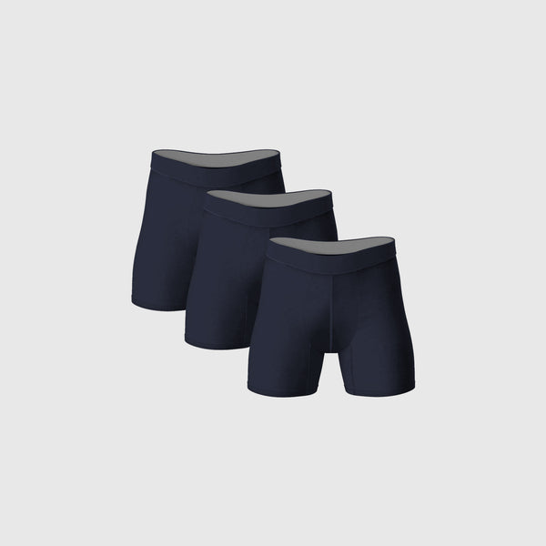 Navy Anti-Chafe Bamboo Boxer Briefs 3-Pack