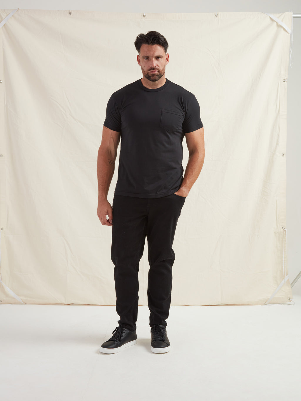 Black Pocket Crew Neck T-Shirt