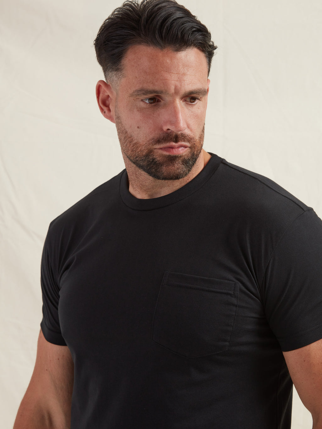 Black Pocket Crew Neck T-Shirt