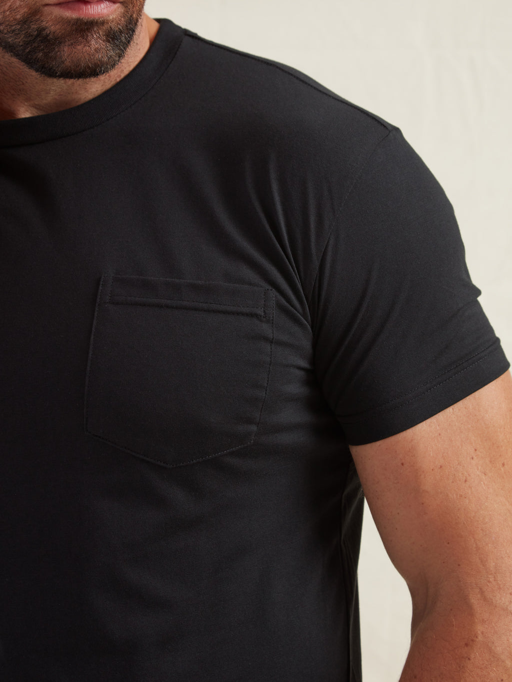 Black Pocket Crew Neck T-Shirt