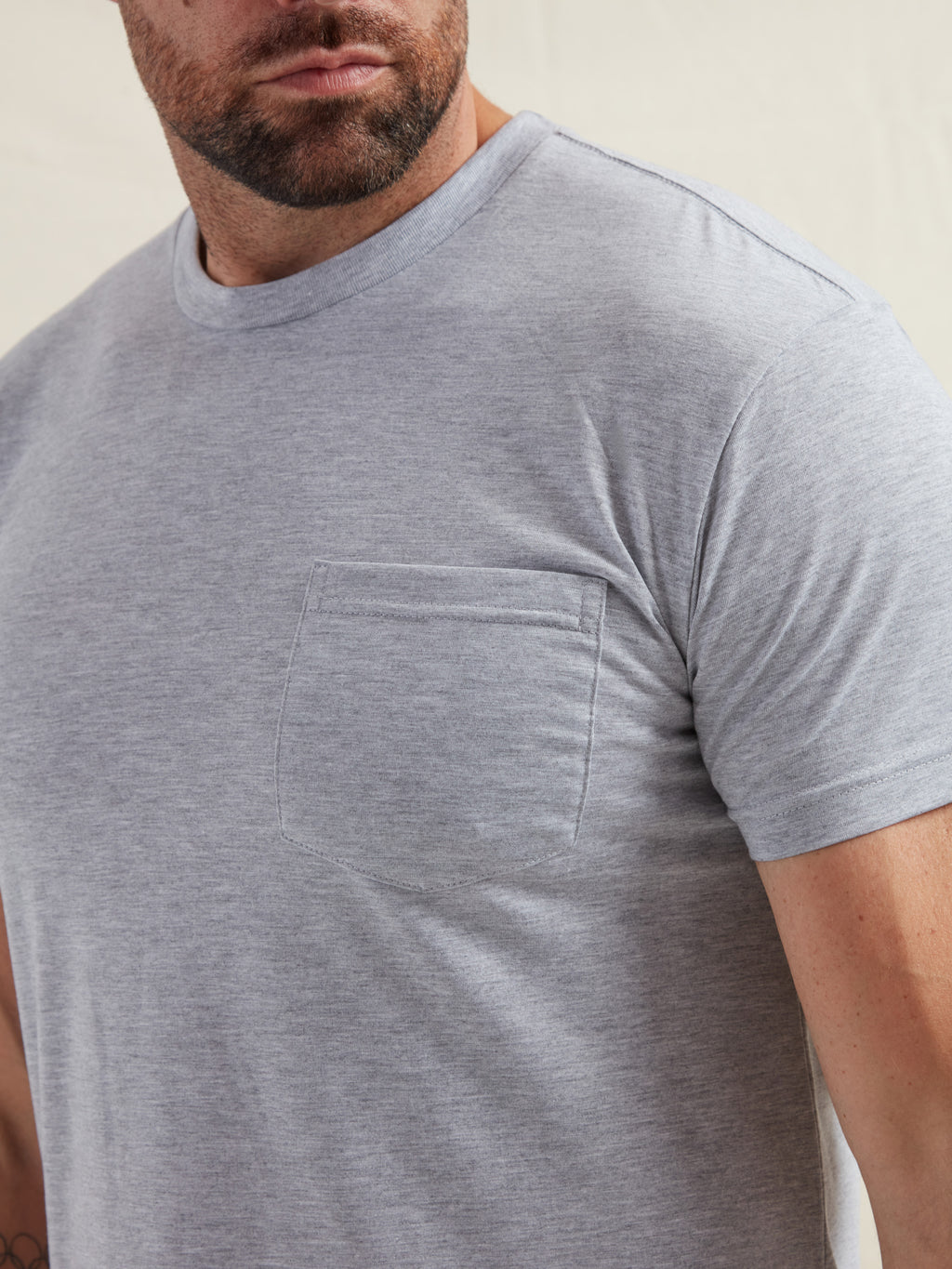 Heather Grey Pocket Crew Neck T-Shirt