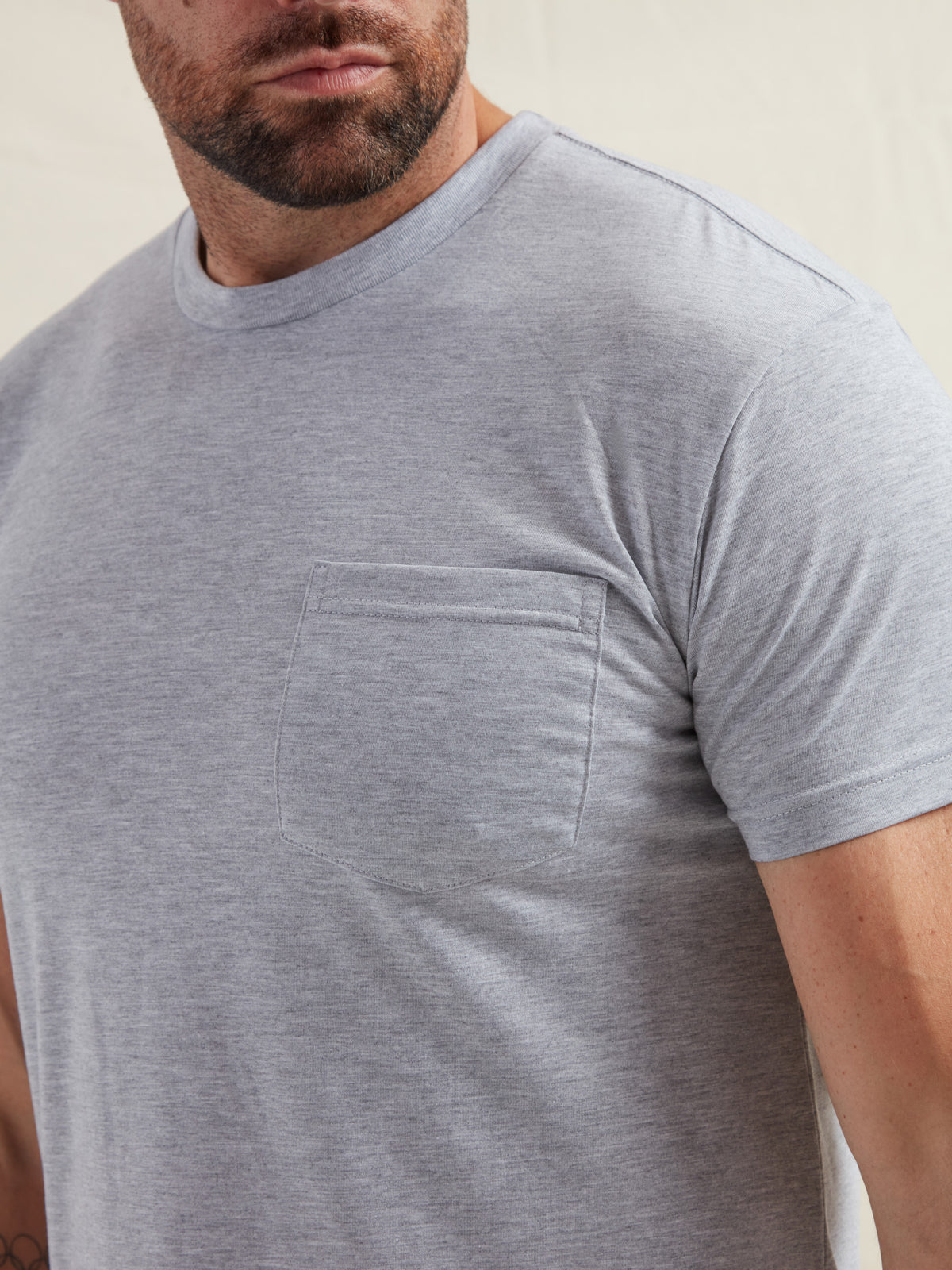 Heather Grey Pocket Crew Neck T-Shirt