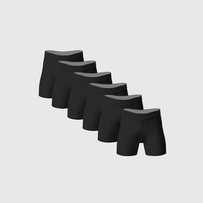 Black Anti-Chafe Bamboo Boxer Briefs 6-Pack
