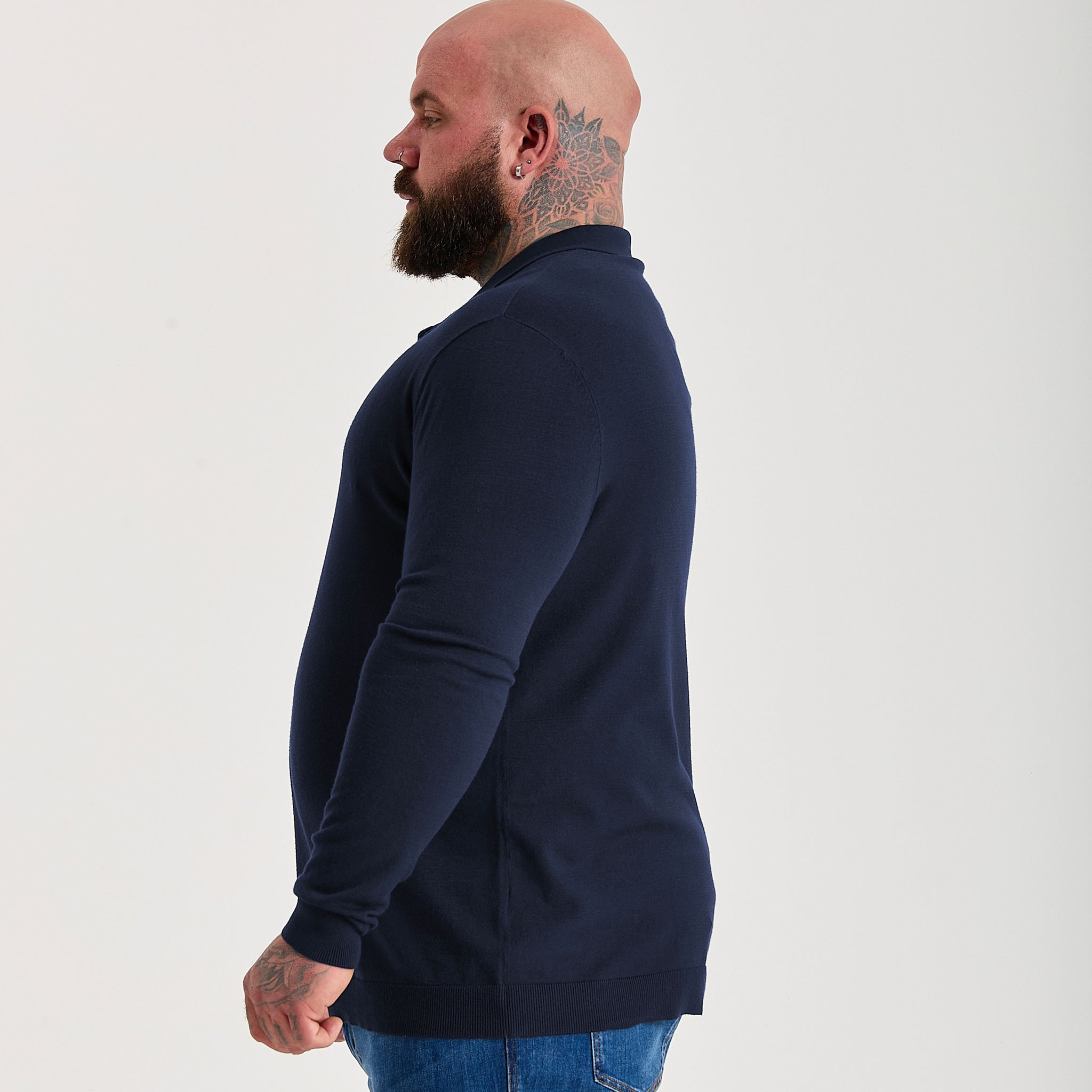 Load image into Gallery viewer, Navy Dress Polo Long Sleeve
