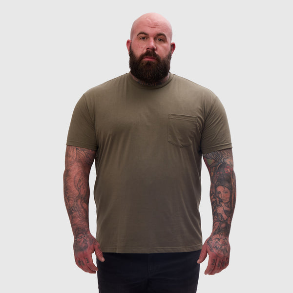 Khaki Pocket Crew Neck T-Shirt