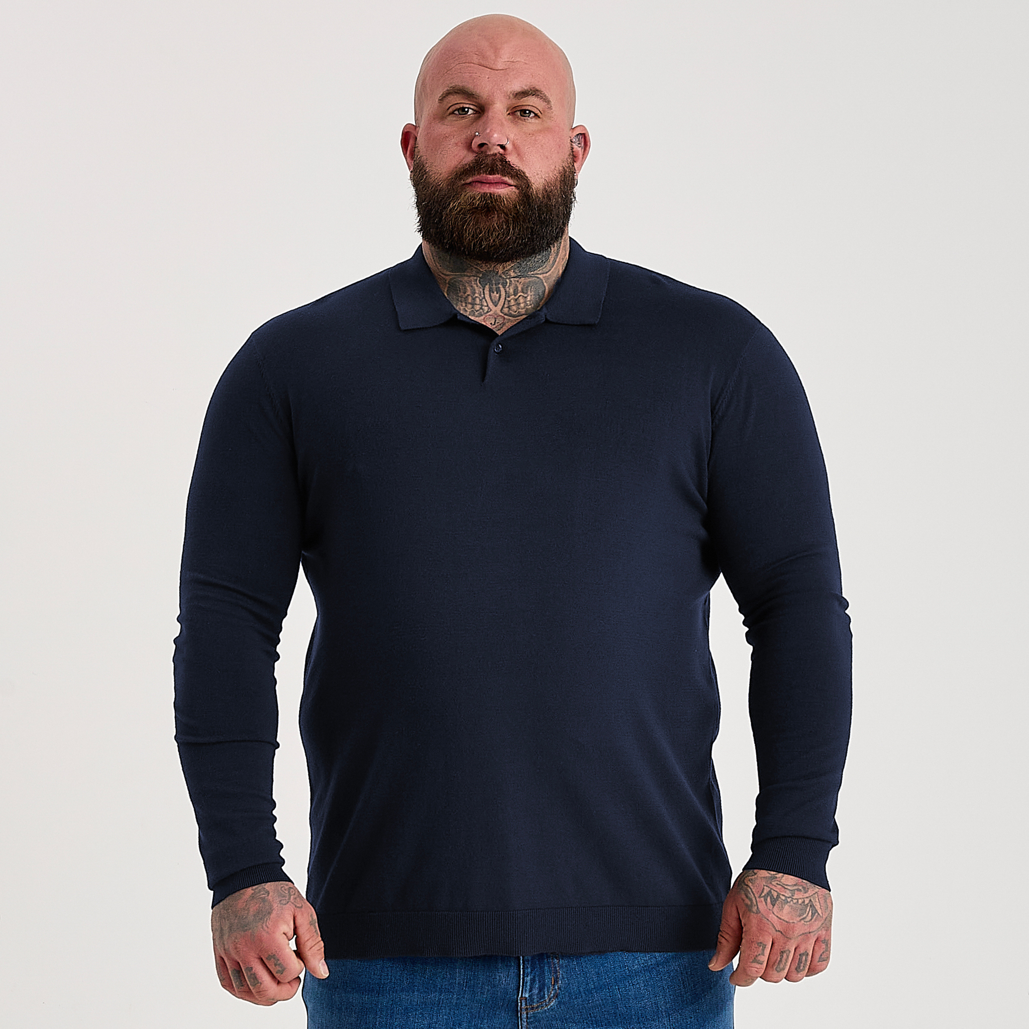 Load image into Gallery viewer, Navy Dress Polo Long Sleeve
