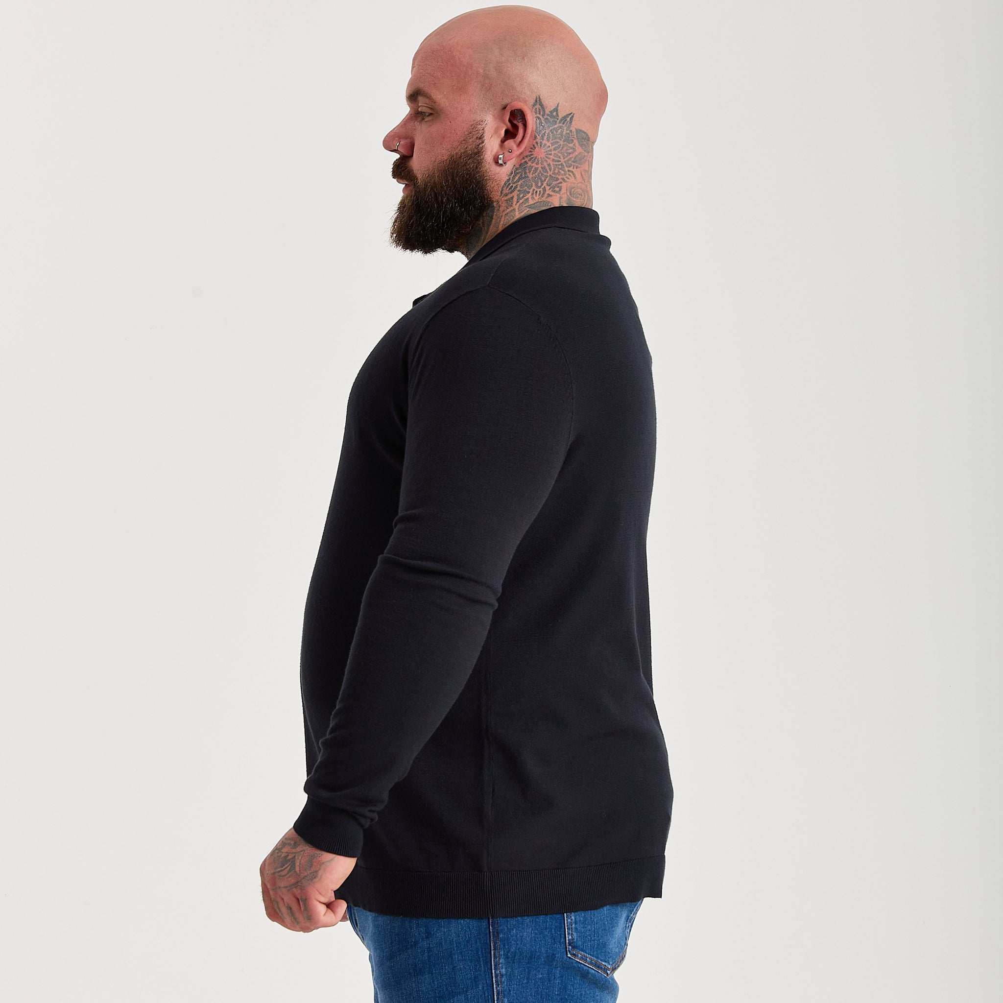 Load image into Gallery viewer, Black Dress Polo Long Sleeve
